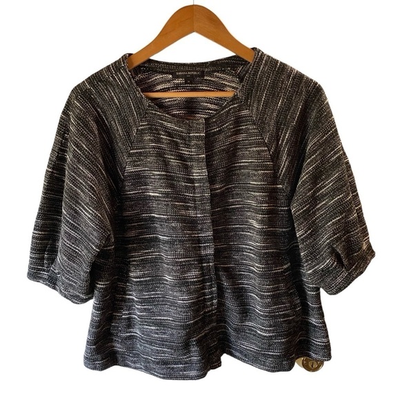 Banana Republic Sweaters - Banaba Republic Women’s Knut Zipup Crop Sweater Grey Puff Sleeves Size M